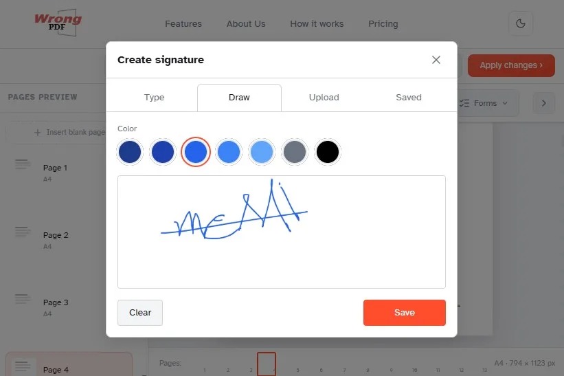 Drawing a signature