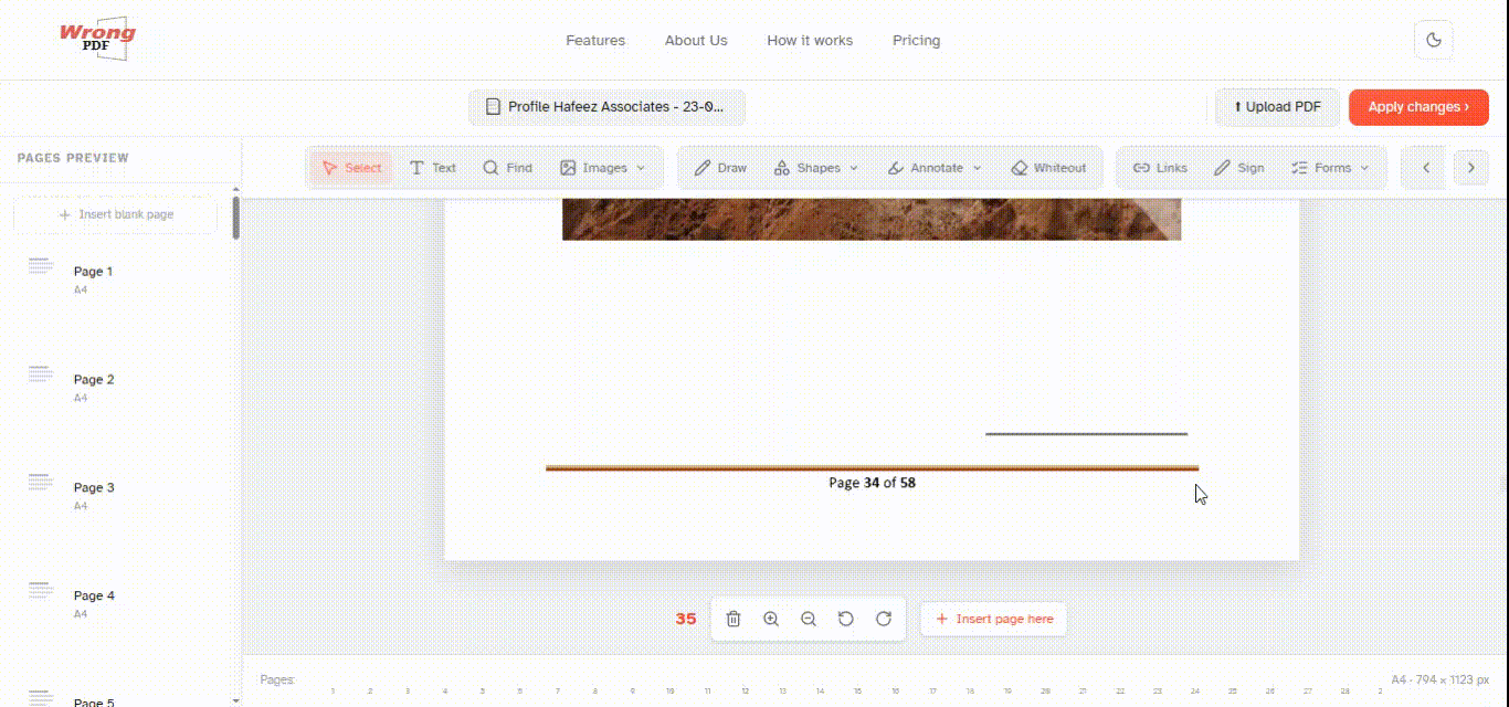 Placing a signature on a PDF page